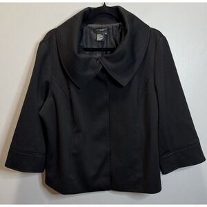 Sandro Sportswear Women's Jacket SZ XL Black Button Pockets 3/4 Sleeve Lined